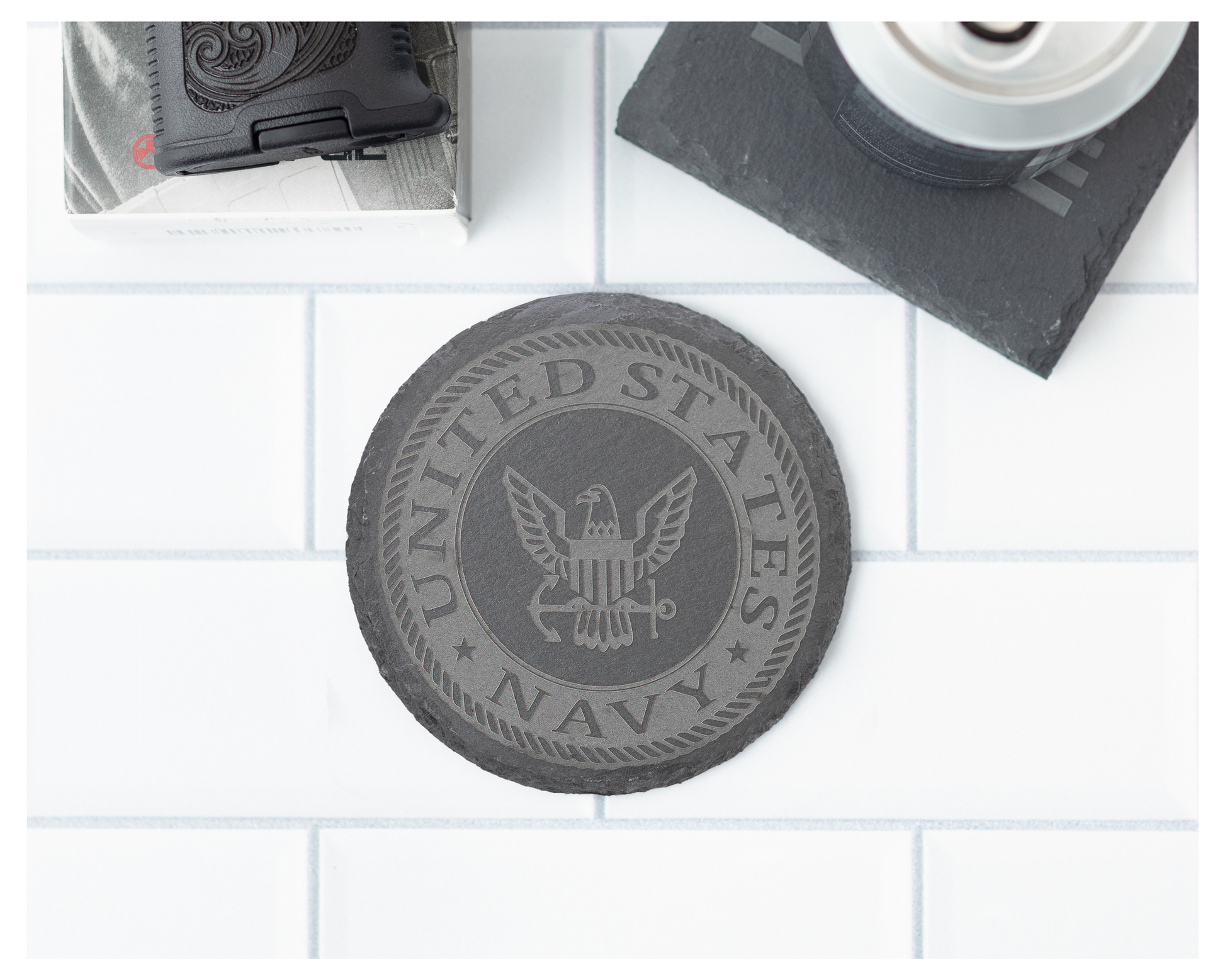 United States Navy emblem on a gray background