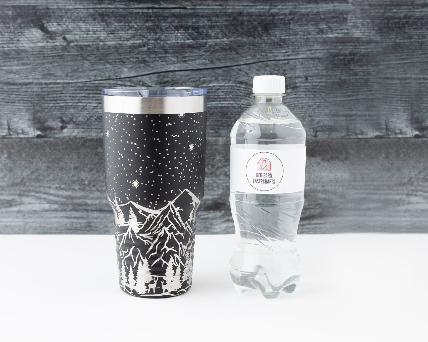 30oz Tumbler Engraved with Mountains, Trees & Stars | Travel Mug for Outdoor Lovers