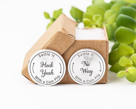 Heck Yeah / No Way Flip Coin – Engraved Aluminum Decision Maker