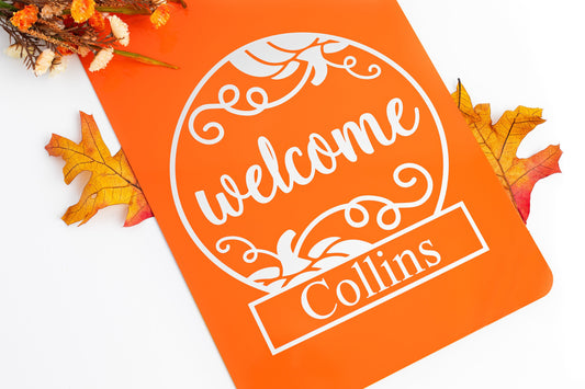 Personalized Metal Fall Garden Sign – Welcome Pumpkin