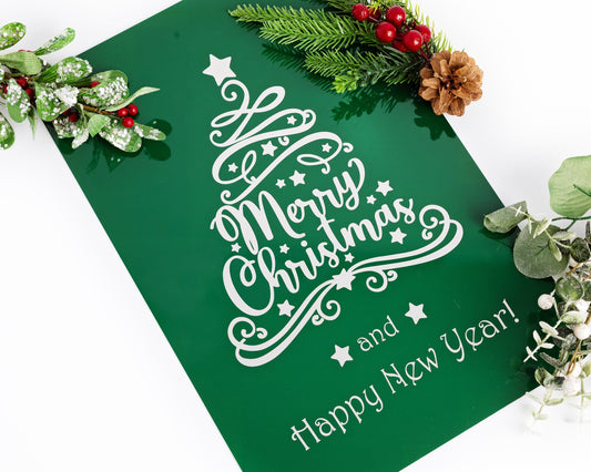 Metal Christmas Garden Sign – "Merry Christmas & Happy New Year" Yard Flag
