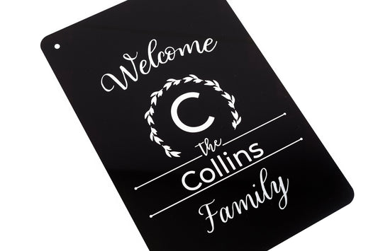 Personalized Metal Garden Sign – Family Monogram "Welcome" Yard Flag