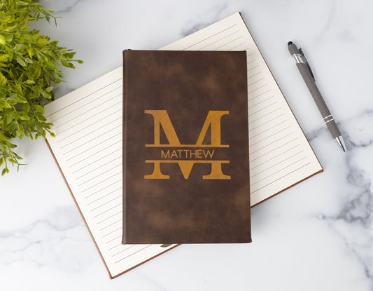 Custom Monogram Notebook – Personalized Leatherette Journal