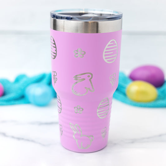 30oz Tumbler Engraved with Easter Bunny & Eggs | Polar Camel Cup for Spring Gifts & Basket Stuffers