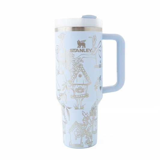 40oz Stanley Tumbler Laser Engraved with Birdhouse Wrap