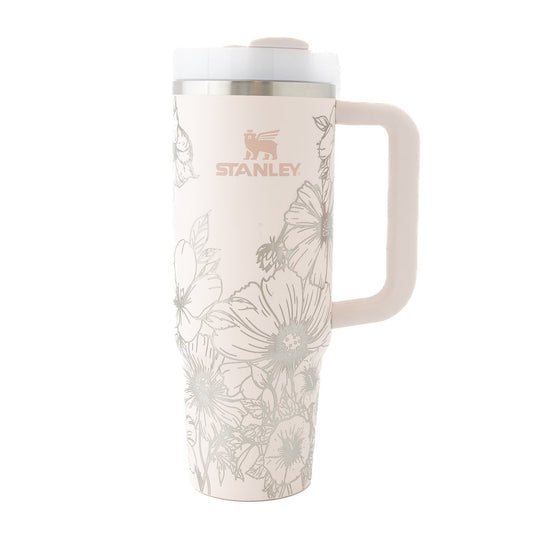 30oz Stanley Tumbler – Laser Engraved with Cosmos, Violets & Morning Glories | Floral Wrap Gift for Garden Lovers