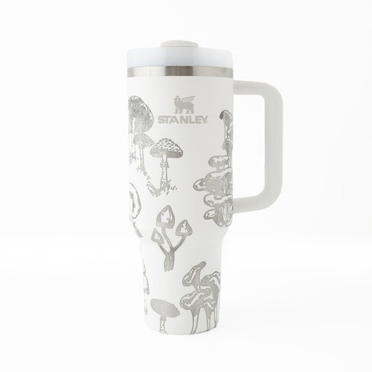 40oz Stanley Tumbler Laser Engraved with Mushroom Design