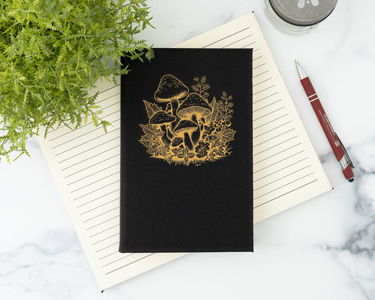 Engraved Mushroom Journal – Custom Leatherette Notebook