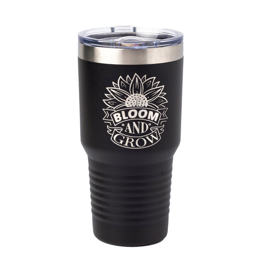 30oz Tumbler Engraved with Bloom and Grow | Polar Camel Travel Mug for Gardeners & Flower Lovers