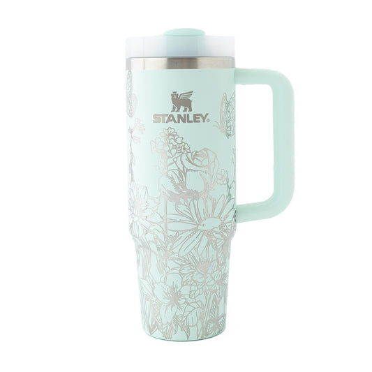 30oz Stanley Tumbler – Laser Engraved with Flowers & Butterflies | Nature Lover or Gardener Gift
