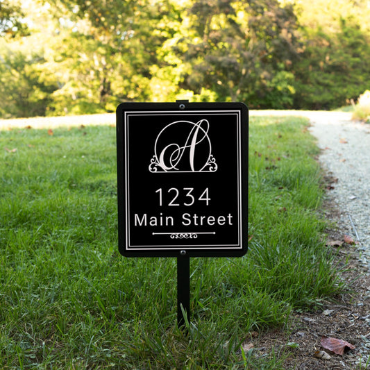 Custom Metal Address Sign with Monogram