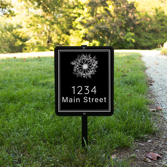 Custom Sunflower House Number Sign with Stake