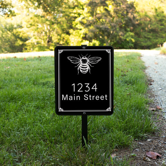 Custom Bumble Bee House Number Yard Sign with Stake