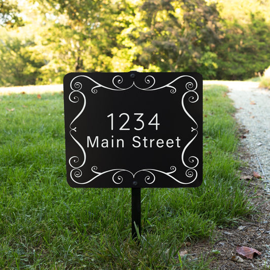 Personalized Black Aluminum Yard Sign with Stake