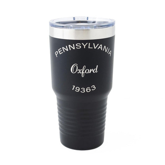 30oz Custom City & Zip Code Tumbler | Personalized Stainless Steel Travel Mug