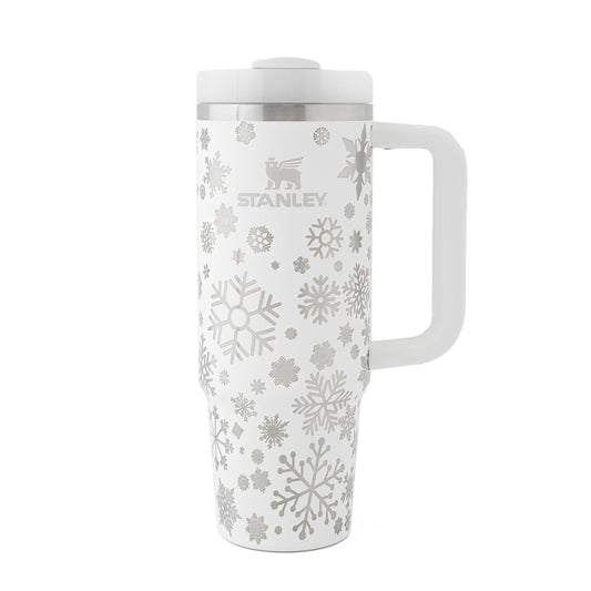 30oz Stanley Tumbler – Snowflake Engraved Winter Cup | Holiday Gift & Stocking Stuffer