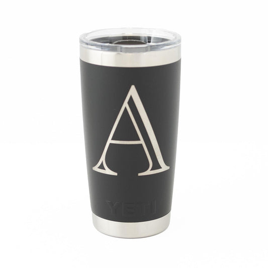 Custom Yeti Rambler 20oz Tumbler with Monogram Initial – Personalized Laser Engraved Gift